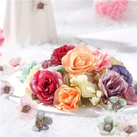 174 Pieces Mini Flower Heads Silk Daisy Rose Head Flowers, 2 cm and 4 cm - Picture 6 of 6